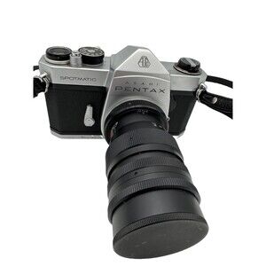 Asahi Pentax Spotmatic Film SLR Camera w/ Lens, Strap & Leather Case